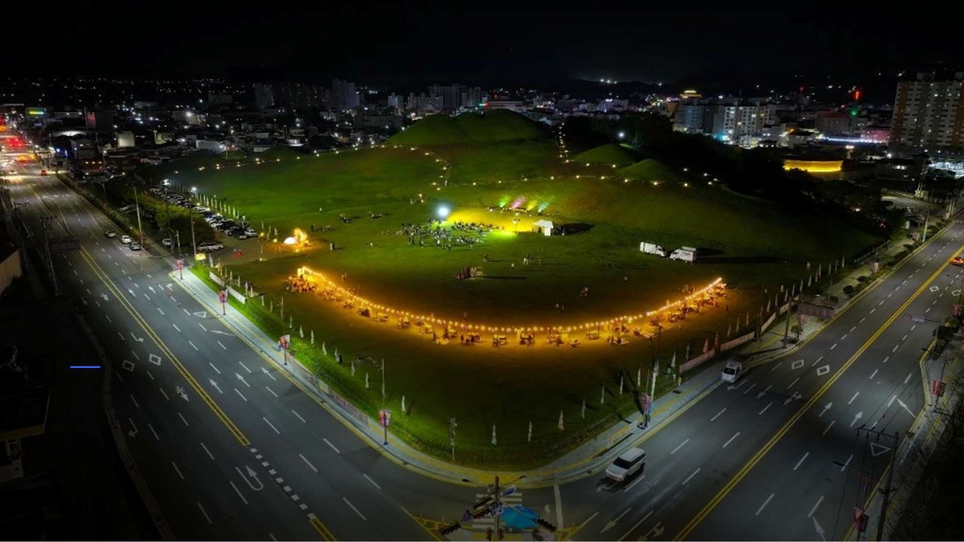 송학동고분군 야간 항공 촬영